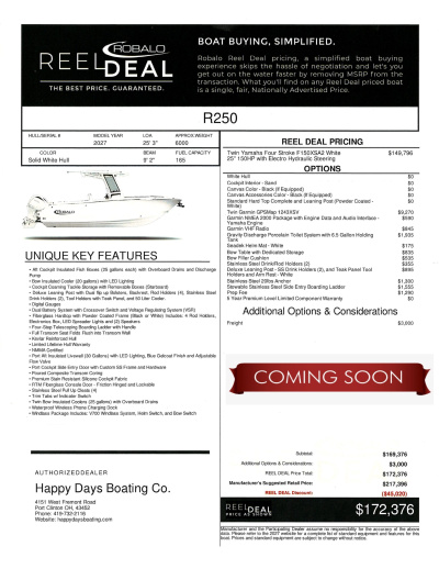 2027 Robalo R250 Center Console